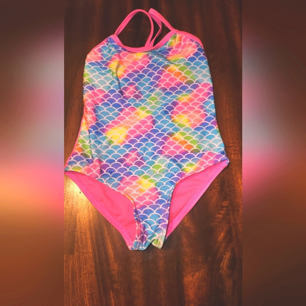 Wonder Nation Pink and Blue One Piece Swimsuit Mermaid Design